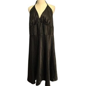 A.P.N.Y. II Dress SZ 20W Black White Polka Dots Babydoll Halter Flared Party